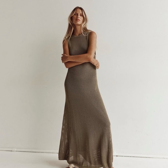 DISSH OPHELIA MOSS CROCHET MAXI DRESS - M / MOSS - Picture 1 of 16